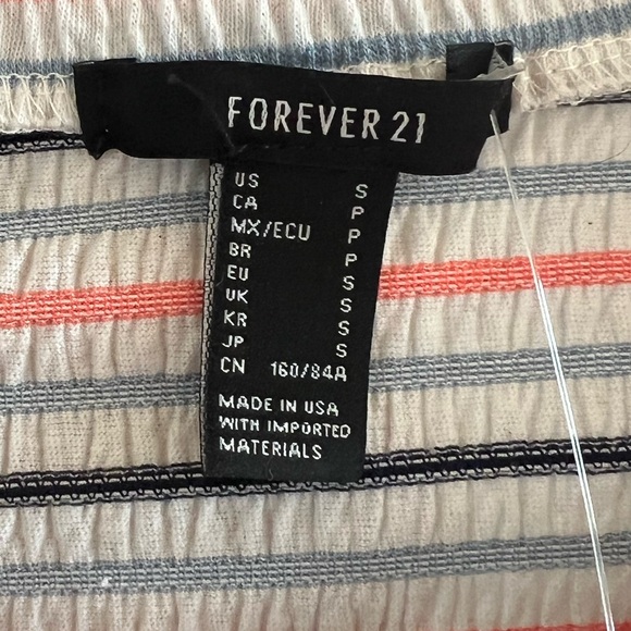 Forever 21 Women’s Multicolor Striped Lettuce Edge Crinkle Top Size Small - Picture 4 of 6